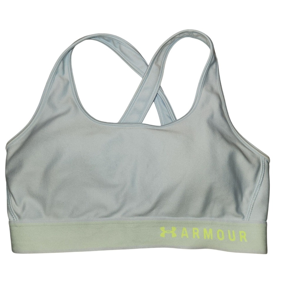 Under Armour HeatGear Compression Sports‎ Bra Light Blue green LG Racer workout
